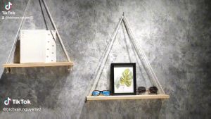 kệ trang trí treo tường kệ trang trí có dây phong cách retro kiểu mỹ 40x12 cm