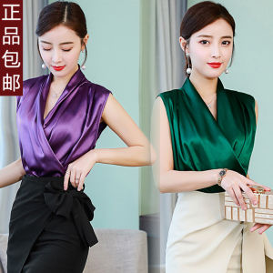 Áo Thun Không Tay Mùa Hè 2025 Cỡ Lớn Dáng Rộng Phong Cách Hàn Quốc Cho Nữ Thời Trang Cổ Chữ V Tay Ngắn Chất Liệu Lụa