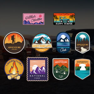 Camping Stickers Off-road Vehicle Outdoor Hiking Stickers Graffiti Reflective Decorative Stickers Car Window Waterproof Stickers