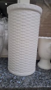 Chậu Mây Đan Ống Cao 27x50cm Trồng Hoa Nhựa Dày Màu Trắng