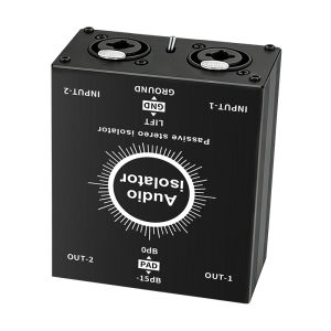 Professional HiFi Stereo Audio Isolation Box XLR 6.35mm Ground Loop Noise Isolator Hum Eliminator for Audio System