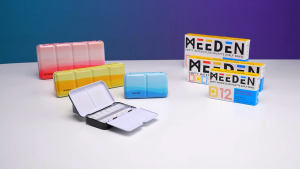 MEEDEN Empty Watercolor Tin Palette: Portable Watercolor Palette Paint Case with 48 Half Pans - Metal Watercolor Palette Tin Box with Lid for Artist Student Adults (Red)