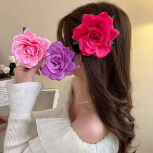 Kẹp Tóc Hình Hoa Hồng Bằng Vải Thủ Công Dành Cho Nữ Màu Đỏ Hồng Tím Chất Liệu Hợp Kim Kiểu Pháp Lãng Mạn Phụ Kiện Trang Trí Bên Hông
