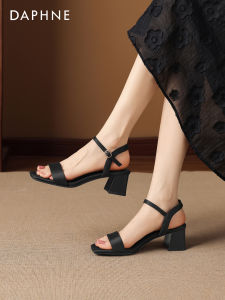 Daphne | Black Summer French Style Comfortable High Heel Sandals
