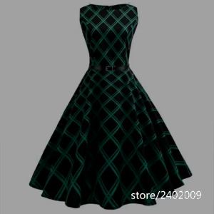 Floral cetak wanita Summer Dress Hepburn 50s 60s R Swing Vintage Dress a-line parti pakaian dengan Belt jurken