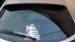 Sticker Mèo Vẫy Đuôi Dán Trang Trí Kính Chắn Gió Gạt Mưa Sau Xe Hơi Ô Tô
