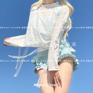 Adorable Long Sleeve Hoodie Cardigan Outerwear for Girls Star Print UV Protective Swimsuit Cover-up Durable Sportswear