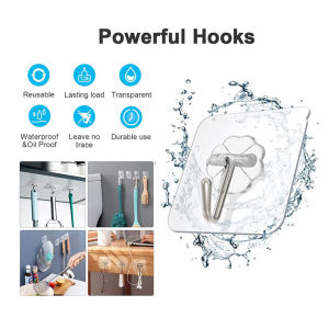 Transparent Heavy Duty Wall Hooks Strong Hooks Self Adhesive Door Wall Hangers Strong Adhesive Hooks for Kitchen Bathroom Storage Kitchen Countertop Sticker Self Adhesive Wallpaper