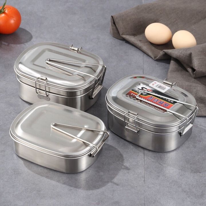 304 Stainless Steel Bento Box Food Box School Lunch Box Canteen D/S44