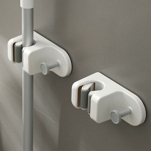 Bathroom No Drilling Wall Mounted Mop Holder Strong Traceless Fixing Clip Sweeper Bar No Trace Mop And Cloth Storage Rack