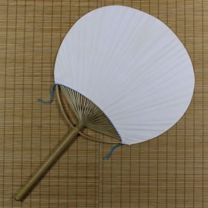 Japanese Style Hand-Painted Double-Sided round Classic Court Fan Fabric Surface Summer Fan Bamboo Material New Classical Style