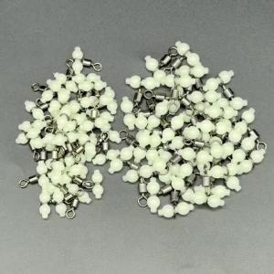 MNFT 50Pcs Fishing 3-Way Swivel with Luminous Beads T-Turn Rolling Barrel Connector for Sea Fishing Tackle
