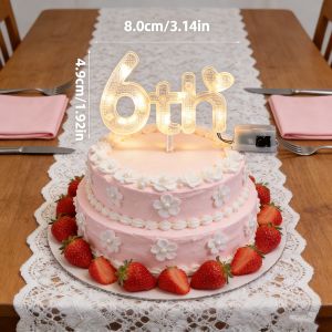 Number Lights Cake Toppers Kids Happy Birthday Cake Decorations Boy Girl 1st 18th LED Light Wedding Anniversary Party Props