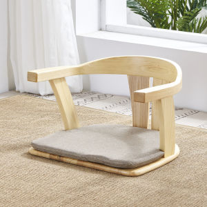 vivTree | Legless Wooden Curved Chair Backrest Support No Legs Tatami Stool