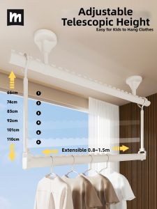 MINGZHI | Aluminum Alloy Extendable Lifting Hanging Clothes Drying Rack for Balcony Quilt Drying