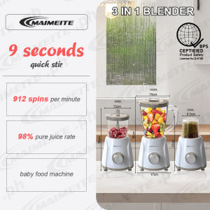 MAIMEITE Blender 3 in 1 Multi-Functional Heavy Duty Meat Grinder Grinders Juicers& Friut Extractors Baby Food Processor