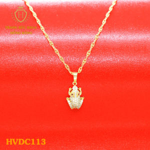 Vòng Cổ Nữ Dây Chuyền Nữ Mặt Cóc Đính Đá (Màu Trắng) Titan Xi Mạ Vàng Thật 10k 18k 24k Cao Cấp (Không Bị Đen) - Trang Sức Hava Hong Kong Phong Cách Thời Trang