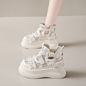 Sporty Womens Sandals 2025 Summer New Fashion Thick Bottom Platform Shoes Mesh Breathable Big Head Short Boots Casual Sweet Style