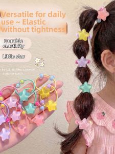 Gel Color Star Bead Hair Ties High Elasticity