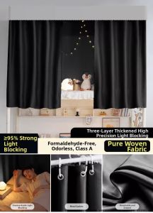 YANYANGTIAN | Thick Pure Fabric Non-Coated Strong Light Blocking Bed Curtain