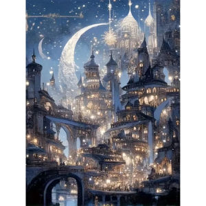 500 1000 1200 2000pcs Jigsaw Puzzle Castle Moon Night Landscape Fantasy Scene For Adults Family Fun Brain Teaser Gift