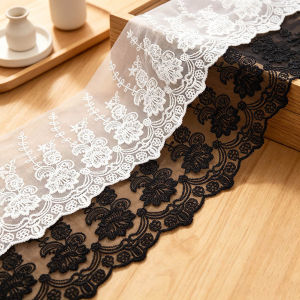 (2 Yards/roll) Width 23cm Mesh Embroidery Lace Home Textile Decorative Clothing Matching Diy