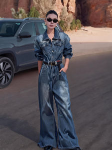 DANTING | Spring New Retro High-end Design Blue Denim Jumpsuit