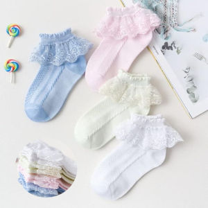 Girls Lace Ruffle Socks Cute Children Baby Ankle Short Breathable Cotton Sock Princess Lace Dress Socks for 1-12 Years Kids Gift