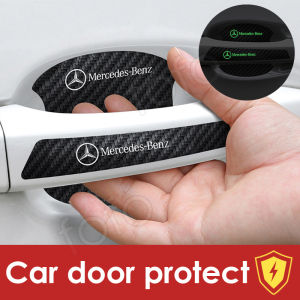 8Pcs/Set For Mercedes-Benz carbon fiber luminous film stickers universal Car door bowl hand buckle anti-scratch protection cover fit Mercedes all model C-Class C260L GLA200L GLC E-Class E200L E300L GLB 180C-class S-class E-class etc.