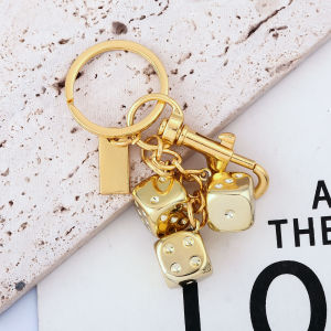 Creativity Golden Dice Keychain Pendant Portable Lucky Charm Keyring Pendants Men Women Backpack Jewelry Accessories