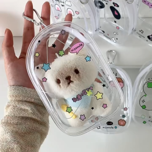 Doll Plushy Toy Storage Bag Pouch Protective Doll Bag Display Protective Transparent PVC Zipper Organizer Collection