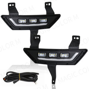 For GWM Great Wall POER 2021 2022 LED Daytime Running Lights DRL Car Fog Lamps Turn Signal White Yellow Blue Car Accessories 12V