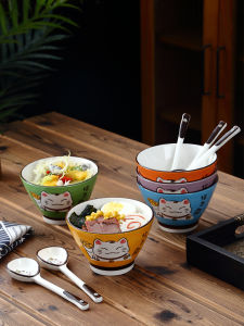 Japanese Style Ceramic Bowl Creative Rice Soup Noodle Salad Dessert Bowl High Aesthetic Value New Product Home Dining Utensils