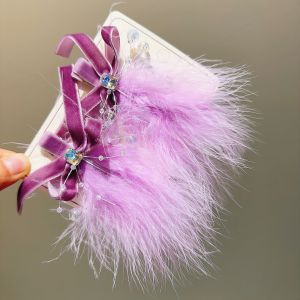 Elegant Feather Butterfly Knot Hair Clip Childrens New Year Performance Girl Baby Side Clip Fairy Tale Princess Headwear