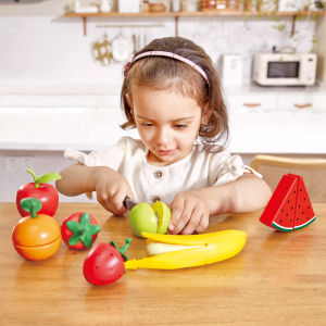 ชุดเครื่องมือทำอาหาร Hape ของเล่นเรียนรู้สำหรับเด็กอายุ 4 ปี ชิ้นส่วนไม้ ชุดผลไม้และผัก ชุดตุ๊กตา ของเล่นที่ช่วยให้เด็กคิดได้ดี