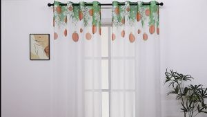 Christmas Curtains New Design White Sheer Christmas print Curtain for Living Room Bedroom Kitchen Door Window with Ring Korean Sheer Curtain Lace