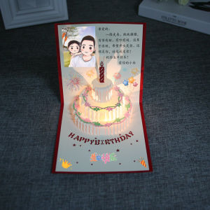 Creative 3D Handmade Paper Sculpture Birthday Greeting Card with Photo Text And Music Company Corporate Holiday Card