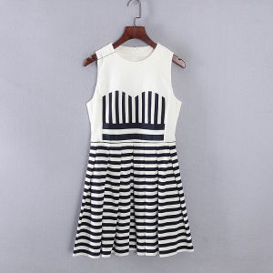 Váy Dệt Kim Cotton Kẻ Sọc Mùa Hè Cho Nữ Váy Ôm Eo Chất Liệu Cotton Nguyên Chất Váy Công Sở Thời Trang Cho Nữ