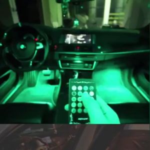 4Pcs Car Strip Light Car Interior Atmosphere Light with USB Wireless Remote Music App Control Auto RGB Atmosphere Decorative Lamps RGB LED Room Decorative Car Foot Lamp with Remote Control Under Dashboard Seat light