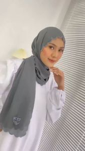 Koyu Hijab Pasmina Ceruti Embroidery Premium Pamela