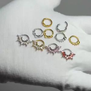 1 Chiếc Khuyên Tai Hình Chữ Thập/xương Cá/nhiều Hình Marquise Bằng Thép Phẫu Thuật Gắn Zircon Kiểu Bản Lề Dành Cho Khuyên Tai Sụn Tai Daith Helix Phong Cách Punk Trang Sức Body.