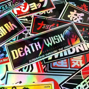 24PCS/Lot Laser Rainbow Speedhunters Oni Samurai JDM Good Lucky Racing Car Vinyl Stickers Motorcycle Helmet Decal Accessories