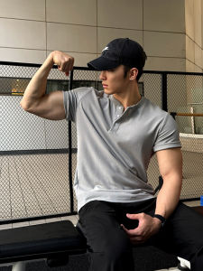 Áo Thun Polo Tay Ngắn Màu Xám Thể Thao Mùa Hè Cho Nam Áo Thun Cổ Tròn Cổ Điển Phong Cách Mỹ Áo Thun Thể Thao Cổ Polo