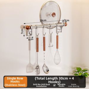 LOCIKA | Walnut Stainless Steel Kitchen Hooks Organizer