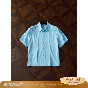 ZHUOCAN | Áo Sơ Mi Ngắn Tay Thoáng Khí Có Thêu Thời Trang