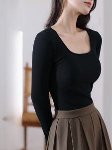 MiiOW | เสื้อชั้นในแบบมีโครงเสริมหน้าอกแขนยาวทรงสี่เหลี่ยมปมเข็มขัดผ้าฝ้ายรูด คอกลม แขนสั้น ทรงปกติ สำหรับผู้หญิง