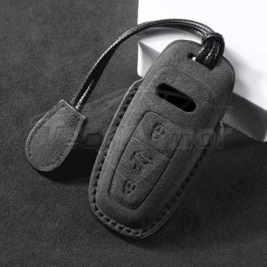 Luxury Suede Leather For Audi A3 A4 A5 B9 A6 A7 A8 Q3 Q4 Q5 2018-2020 Car Key Case Cover Keychain Holder Organizer Accessories