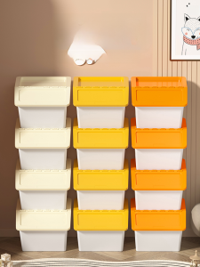 Plastic Storage Box with Lid Household Slanted Mouth Storage Box for Toys Snacks Clothes Miscellaneous Goods Organizer Box