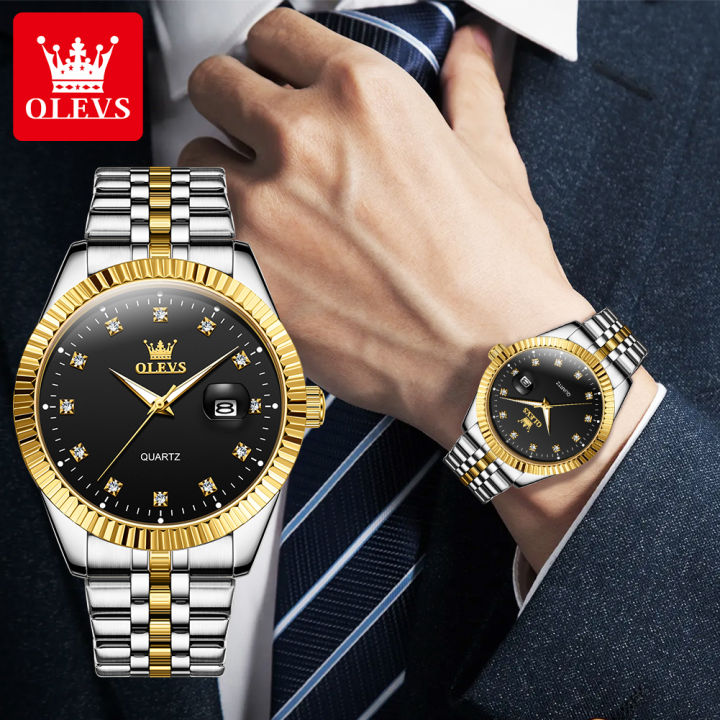 OLEVS jam tangan pria dewasa 2023 terbaru import original asli anti air berlian jam tangan pria elegan mewah rolex Lazada Indonesia