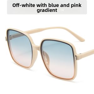 Womens Sunglasses UV Protection Gradient Large Face Slimming Fashionable Sun Glasses Elegant Personality Square Frame
